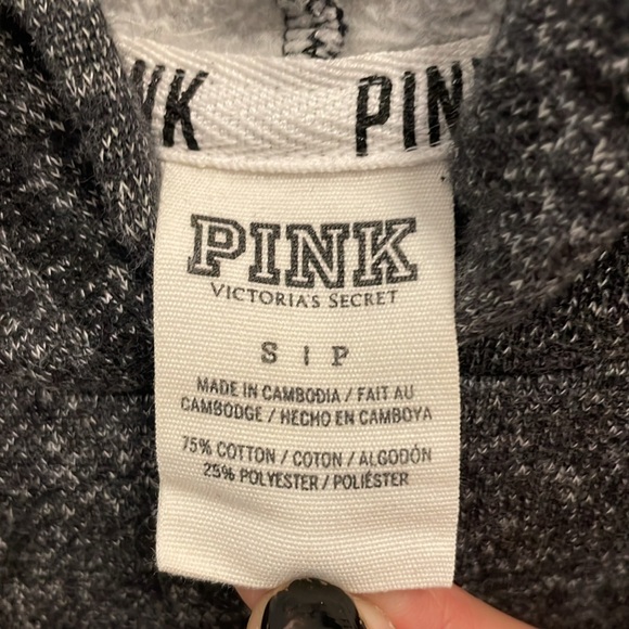VS PINK Vintage Heathered Grey Heart Hoodie Sweatshirt Size Small - Picture 2 of 7